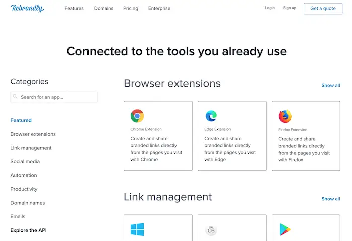 Download Rebrandly extensions or apps (optional)