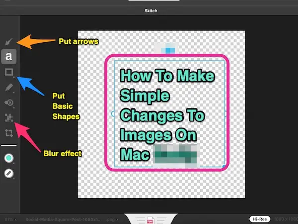 Add arrow shapes and blur in Skitch