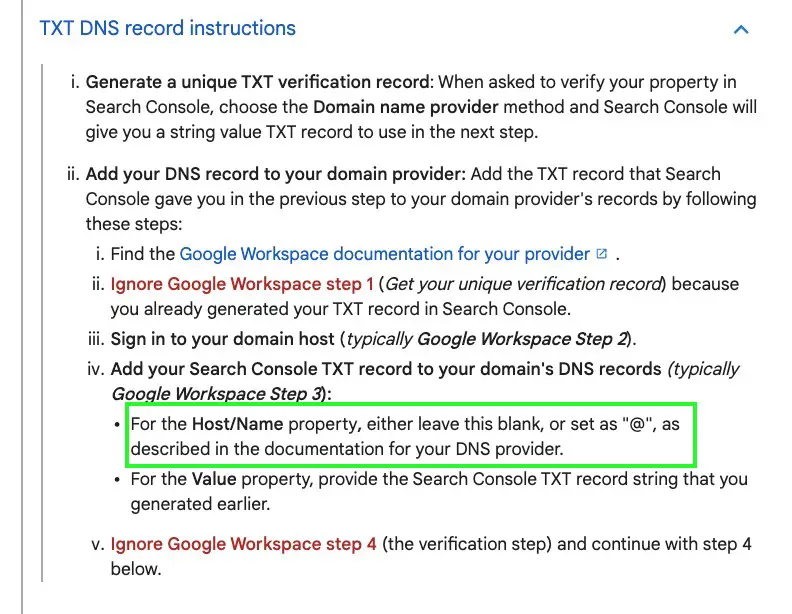 Add TXT at domain DNS record for verification