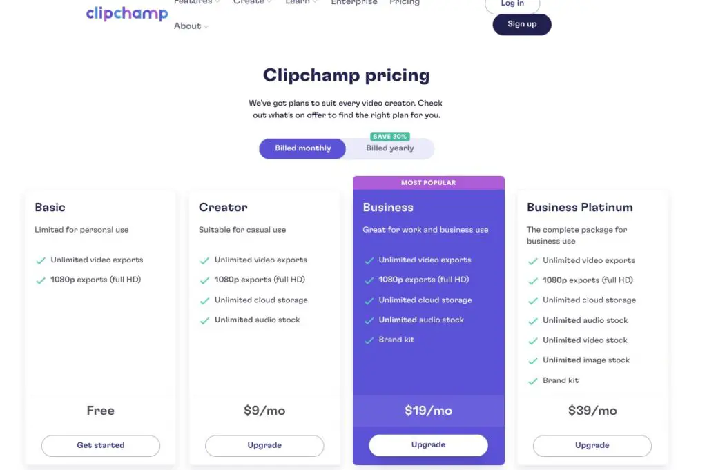ClipChamp pricing
