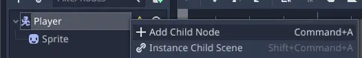 Add a child node with right click or commanda