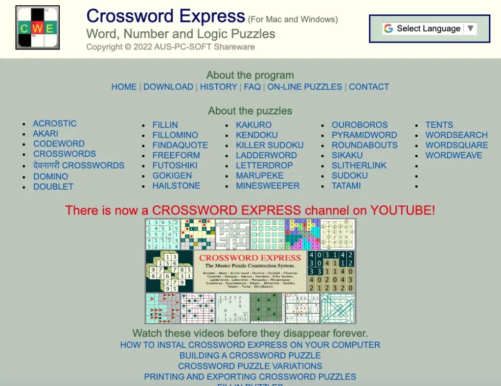 Crossword Express Homepage
