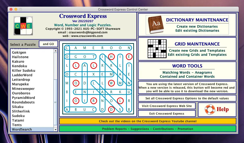 Crossword Express Start Screen
