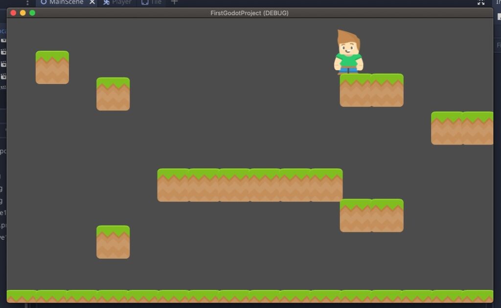 Player can navigate on this simple platform built with Godot