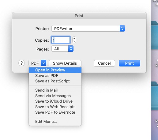 Print ti Print Preview or Save As PDF