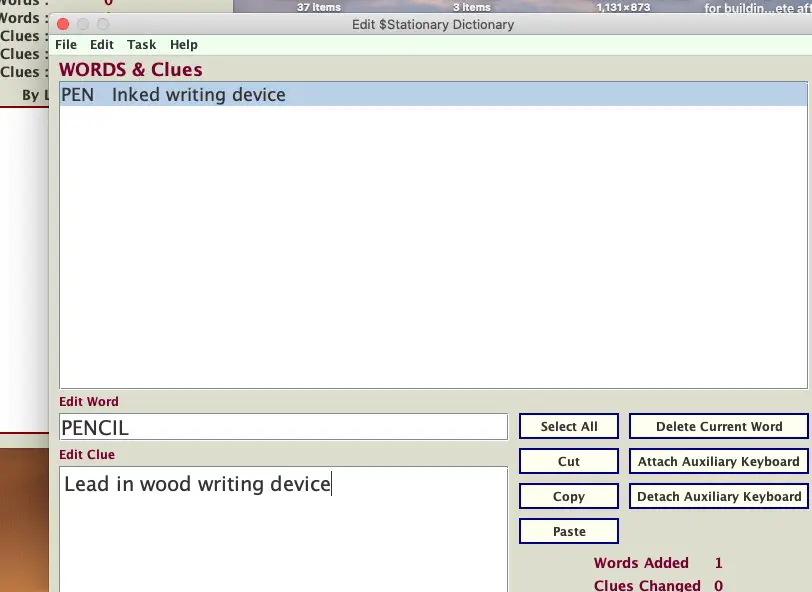 Put in word and clue and enter to insert for a new dictionary entry