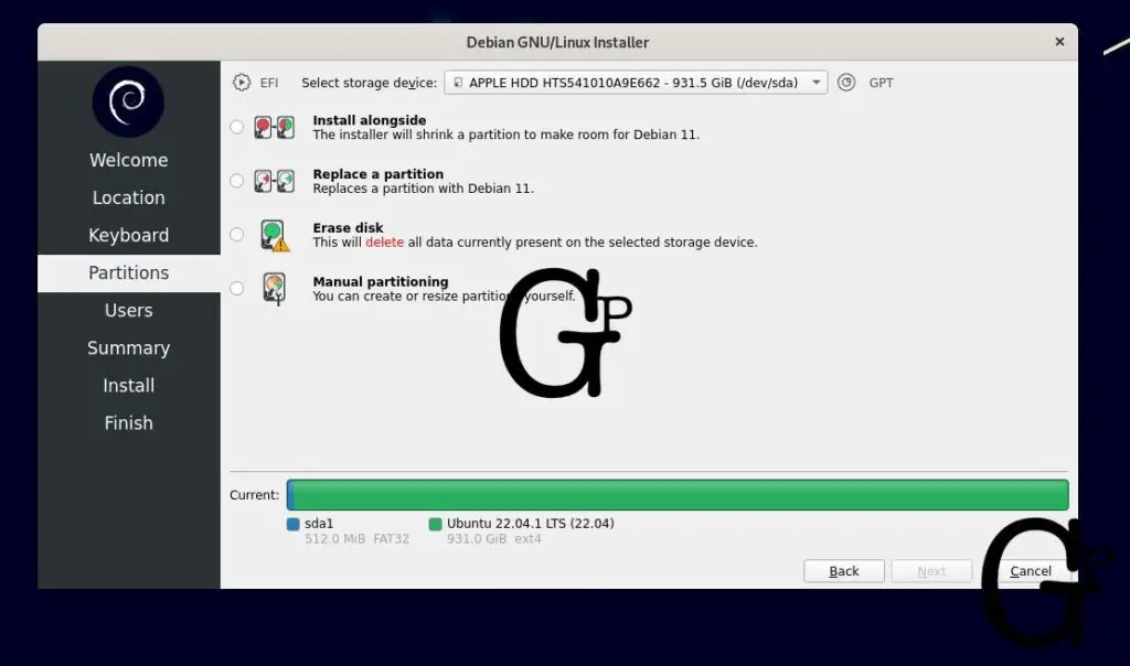 Debian Installer Disk Options